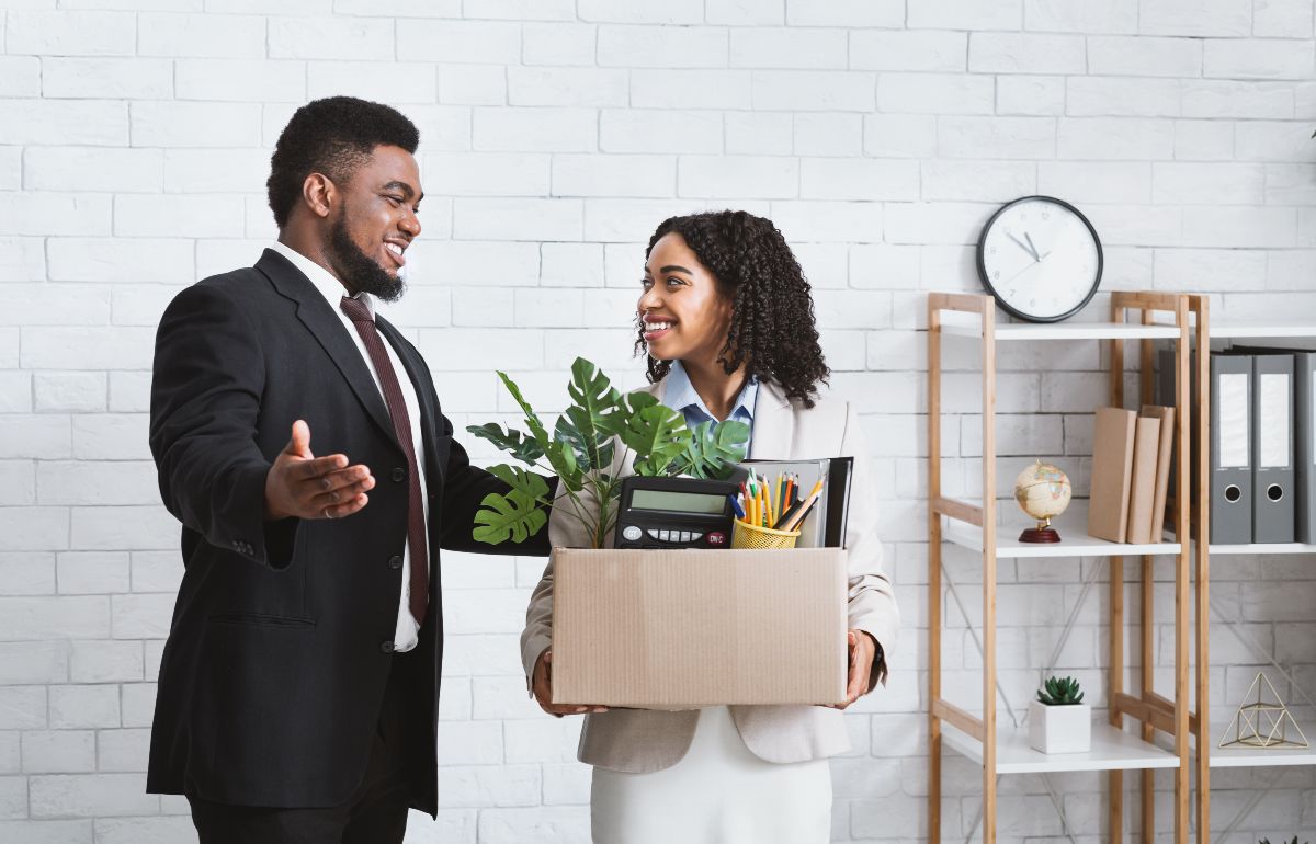 boss welcoming a new employee to the office