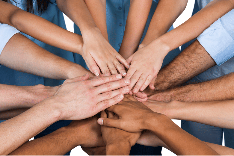 Linking hands to show diversity and inclusion